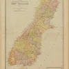 Antiquarian Print Shop Map, New Zealand, General Map Of The Middle Island, Showing Chatham Island C1886 REMISE allant jusqu. 5