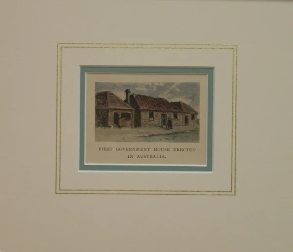 Antiquarian Print Shop Australia, The First Government House Erected In Australia C1886 solde en ligne 1