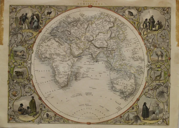 Antiquarian Print Shop Map, Tallis John, Eastern Hemisphere, C1851 boutiqued en ligne 1