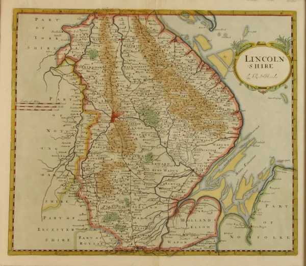 magasin en ligne france Antiquarian Print Shop Map, Morden Robert, County Map, Lincolnshire, C1722 1