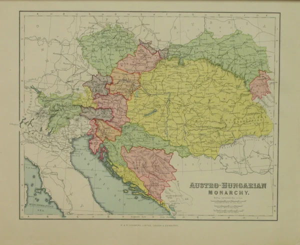 magasin pour Antiquarian Print Shop Map, Austro Hungarian Monarchy, W & R Chambers, London And Edinburgh., C1880 1