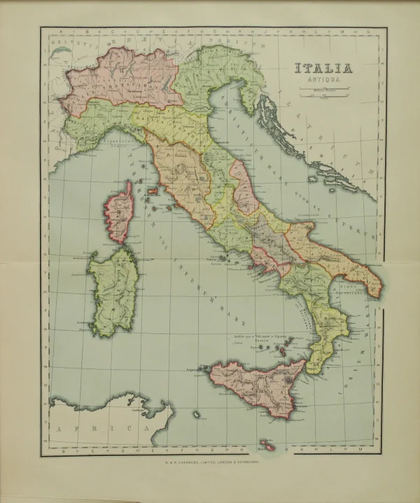 Antiquarian Print Shop Map,Italia, Antiqua, W & R Chambers, London And Edinburgh. C1880 marque pas cher 1