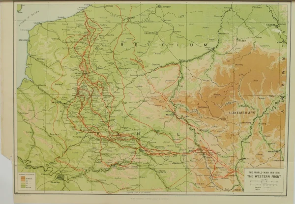 Antiquarian Print Shop Map, The Western Front, The Edinburgh Geographical Institute, John Bartholomew And Sons Ltd, W & R Chambers, magasin france 1