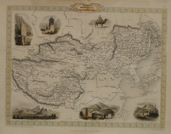 prix abordable Antiquarian Print Shop Map, Tallis John, Tibet, Mongolia And Manchuria, C1851, Original 1