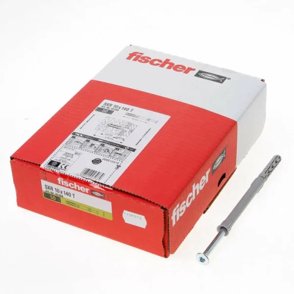 Boite De 50 Chevilles Rallongées SXR 10×140 T FISCHER 46266 (avec Vis Tête Fraisée En Acier électrozingué) soldes officiel 1