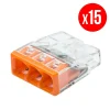 Pack De 15 Bornes De Connexion Rapide à Levier WAGO 3 Entrées Fil Rigide – S2273 Vente 5