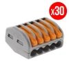 en solde Pack De 30 Bornes De Connexion Rapide A Levier WAGO 5 Entrées Fil Souple Et Rigide – S222 7