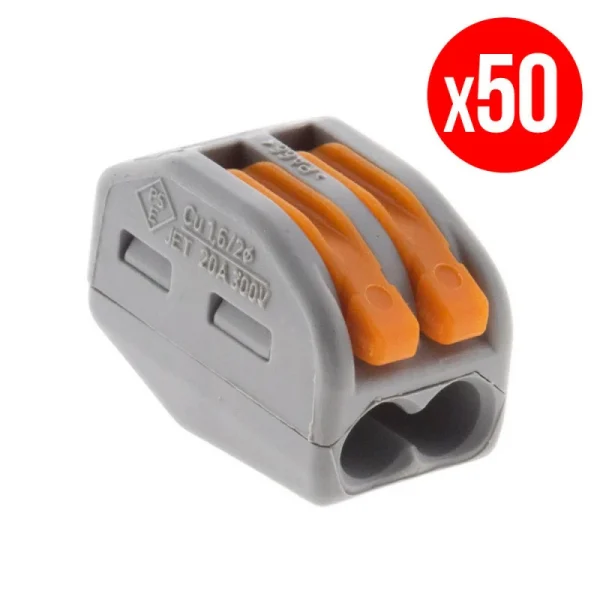 Pack De 50 Bornes De Connexion Rapide A Levier WAGO 2 Entrées Fil Souple Et Rigide – S222 vente pas cher en ligne 1