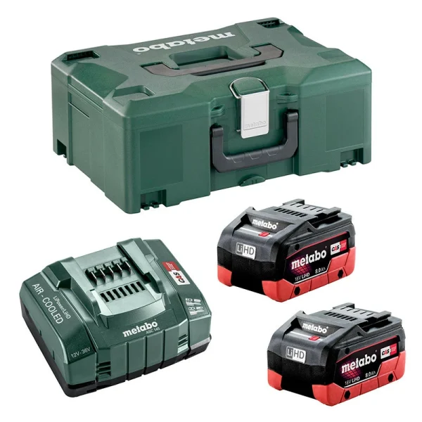 Pack Energie METABO 2 Batterie 8,0 Ah LiHD + Chargeur ASC 145 + Coffret MetaBOX belle 1