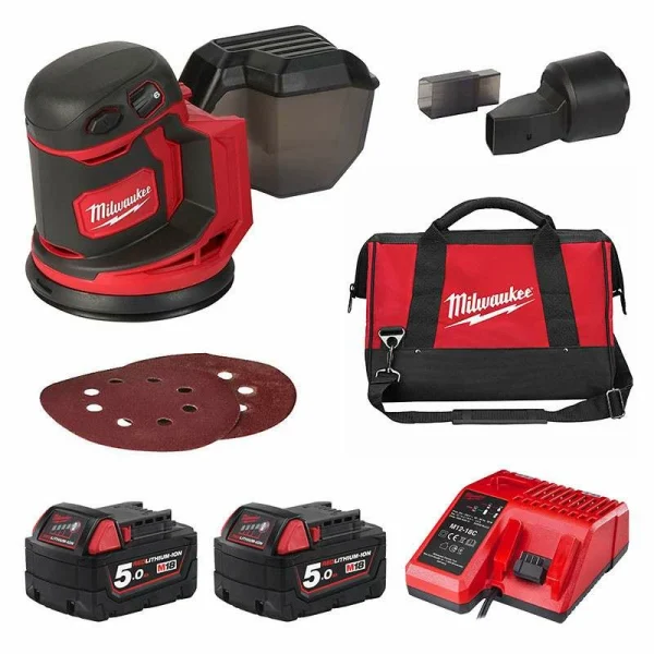 magasins pas chers Ponceuse Orbitale Excentrique MILWAUKEE M18 BOS125-502B Ø 125mm (2x5Ah) 1