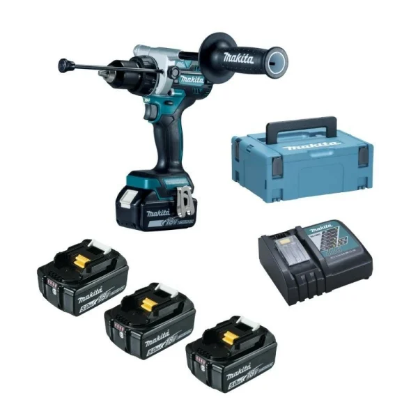 MAKITA MACHINES Visseuse-perceuse à Percussion 18V MAKITA DHP486RT3J + 3 Batteries 5Ah + Chargeur Rapide + MAKPAC magasin solde 1